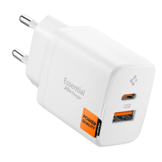 Spigen - Spigen 2-Port N&auml;tverk Laddare 20W ESSENTIAL EE202EU - Vit