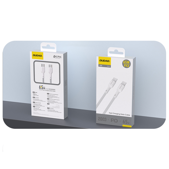 Dudao - Dudao USB-C - USB-C 65W Kabel 1m L9C - Vit
