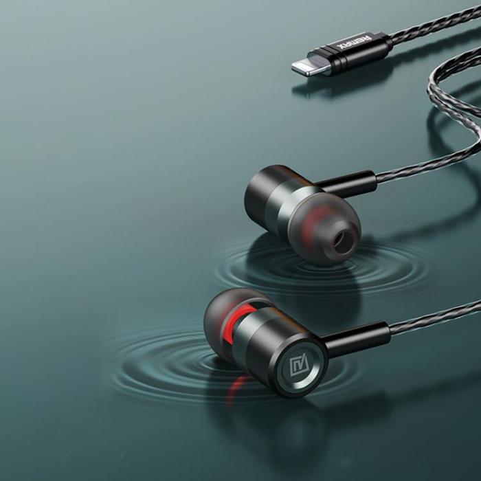 UTGATT1 - Remax Trådbundna In-Ear-Hörlurar I Metall Med 1.2 M Lightning - Svart