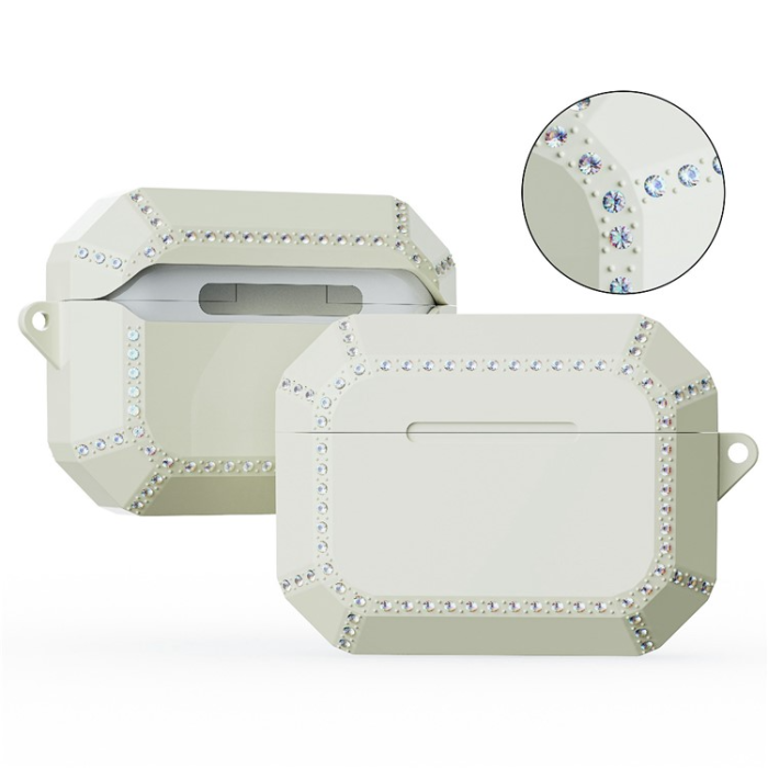 OEM - Airpods Pro 2 Skal Rhinestone Shockproof - Solid Vit