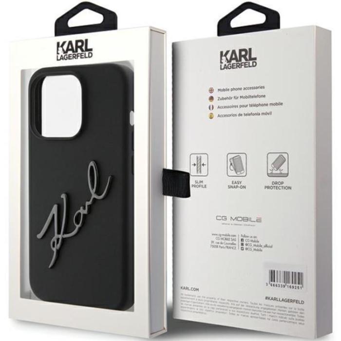 KARL LAGERFELD - KARL LAGERFELD iPhone 15 Pro Mobilskal Silikon Karl Script - Svart