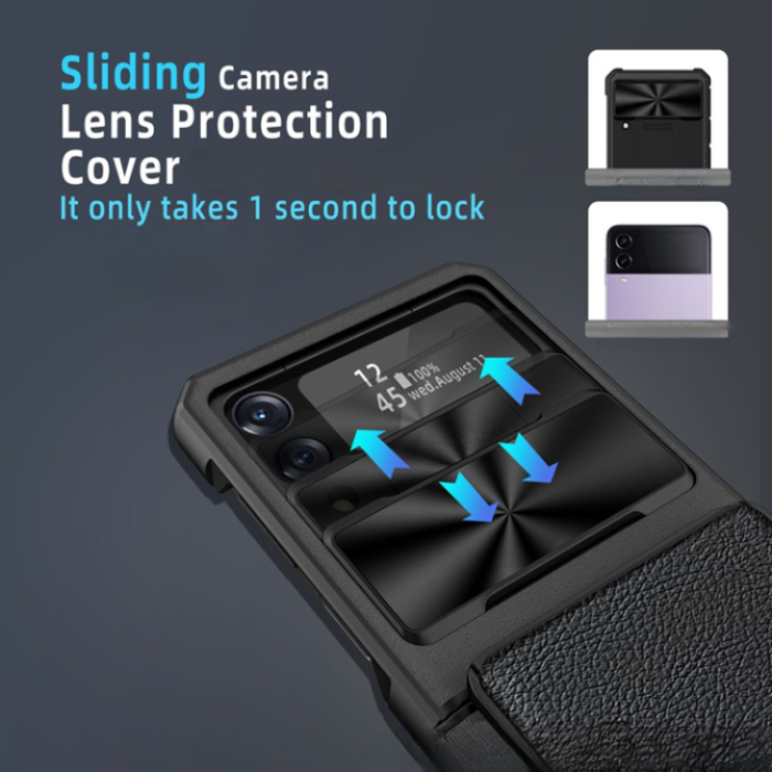 A-One Brand - Galaxy Z Flip 4 Mobilskal Korthållare Kamera Slider - Svart