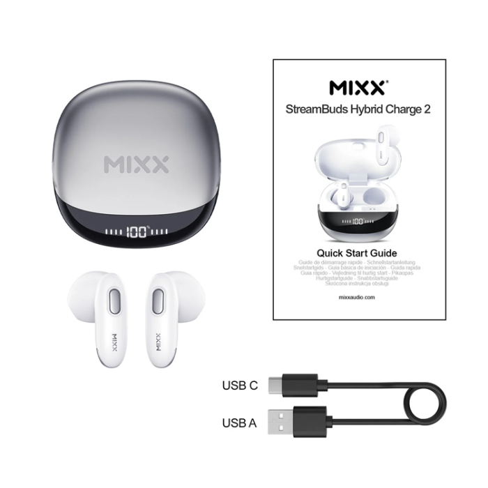 MIXX - Mixx Qi TWS In-Ear Hörlurar Hybrid Charge 2 - Vit