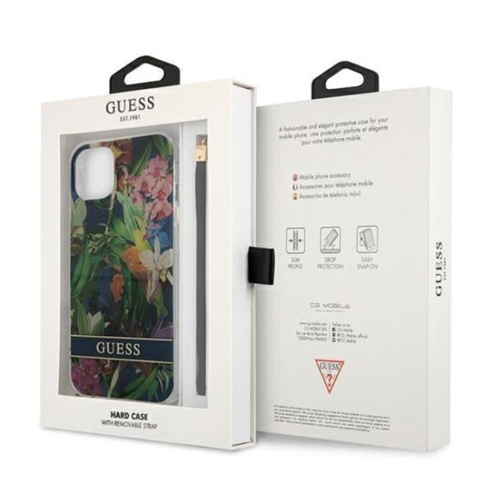 Guess - Guess iPhone 13 mini Skal Flower Strap - Blå