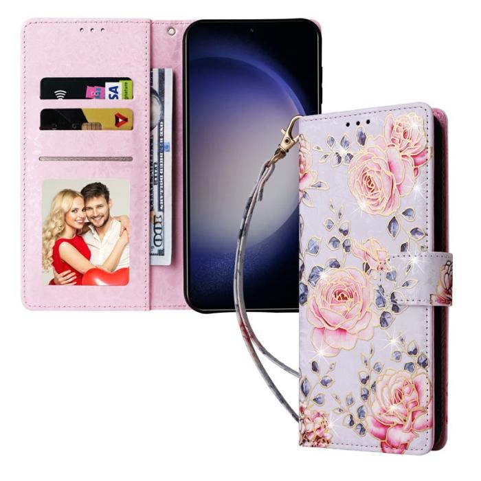 TTUDRCH - Samsung Galaxy S26 Plus Plånboksfodral RFID Skydd Konstläder - Rosablomma
