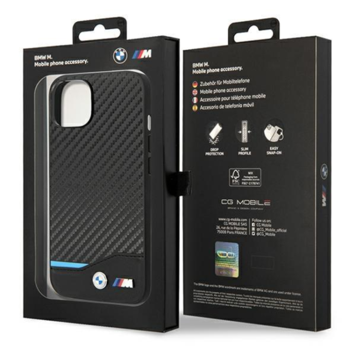 BMW - BMW iPhone 14 Plus Skal Läder Carbon - Svart