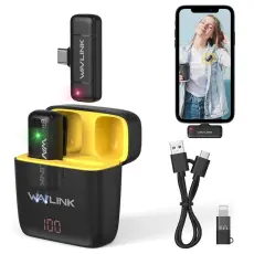 WAVLINK - WAVLINK Trådlös Lavaliermikrofon för iPhone 16-12 WS-WAJ606C1 - Svart