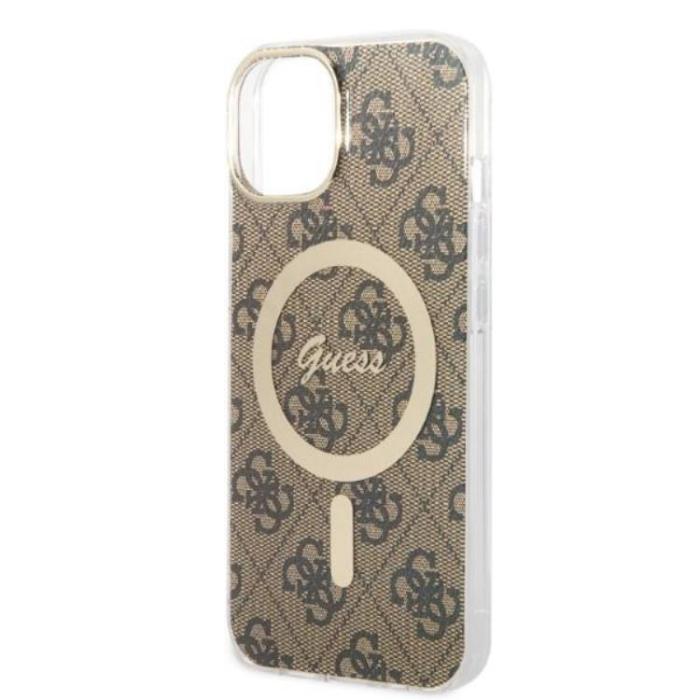 Guess - GUESS iPhone 14 Plus Magsafe Skal Print + Trådlös Laddare - Brun