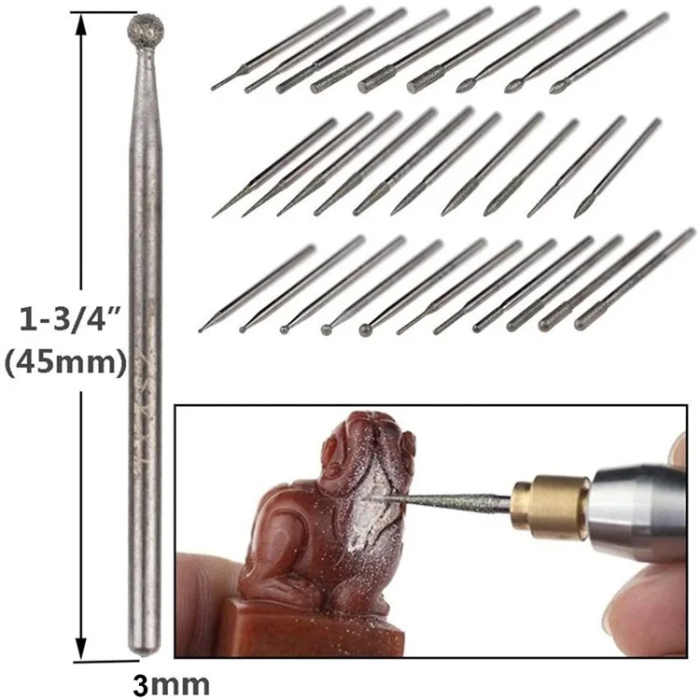 OEM - [30-Pack] Nail Art-borr med 3.0 mm Skaftsliphuvudverktyg