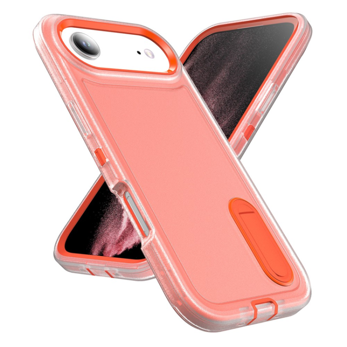 A-One Brand - iPhone 17 Air Mobilskal Kickstand Silikon - Transparent/Orange