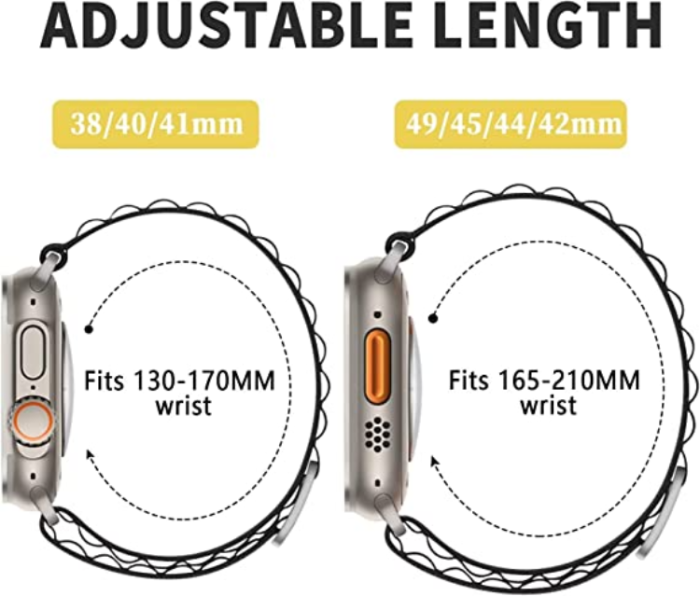 OEM - Apple Watch 4/5/6/7/8/SE (38/40/41mm) Loop Nylon Band - Svart