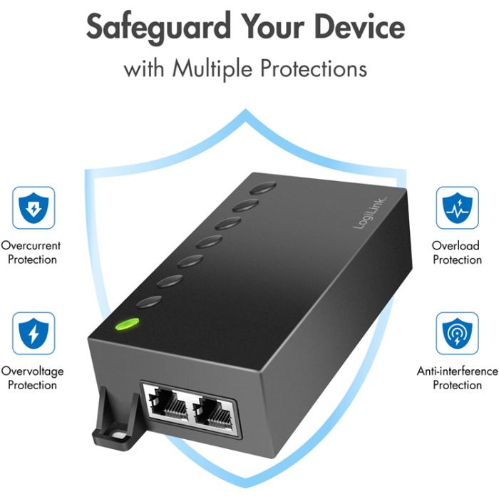LogiLink - LogiLink Gigabit PoE++ Injector 60W IEEE802.3af/at/bt
