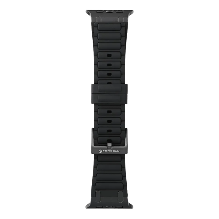 Forcell - Forcell Apple Watch (42/44/45/49) Armband Silikon - Svart