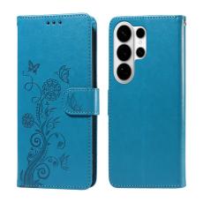 OEM - Samsung Galaxy S26 Ultra Pl&aring;nboksfodral Konstl&auml;der Blomtryck St&auml;ll - Bl&aring;