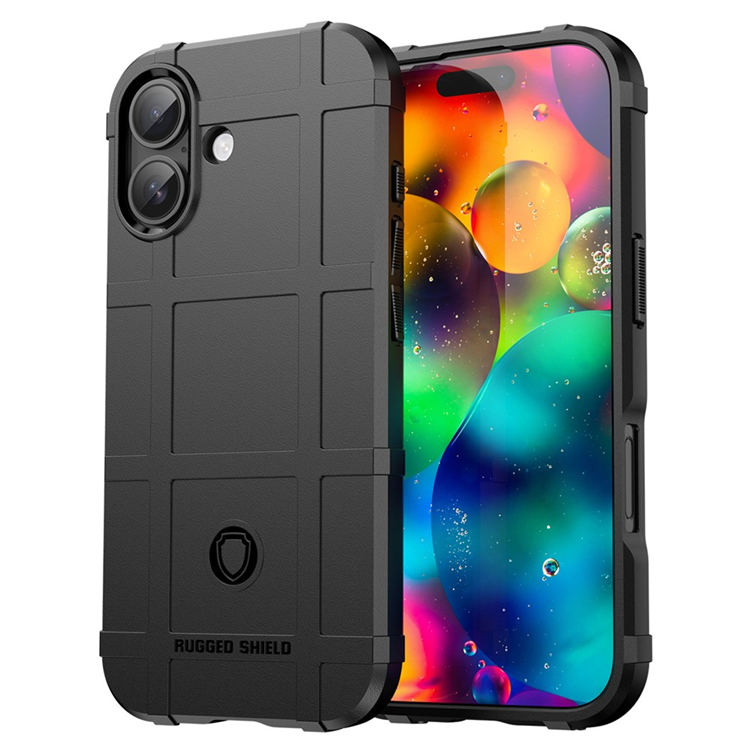 iPhone 17 Mobilskal Grid Design Scratch-Proof Soft TPU - Svart | 2353 | AlltMobil