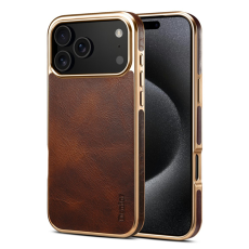 DENIOR - DENIOR iPhone 17 Pro Mobilskal Äkta Läder Electroplating - Brun