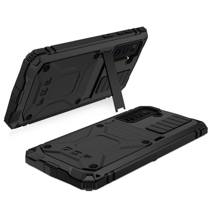 R-JUST - R-JUST Mobilskal till Galaxy S21+ 5G TPU+Metal Stöttålig Svart
