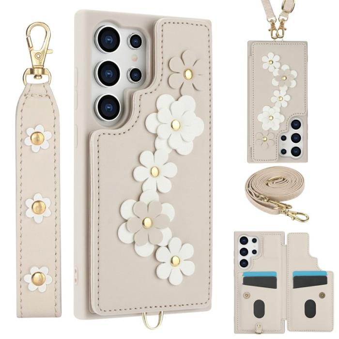 OEM - Mobilskal för Samsung Galaxy S26 Ultra Konstläder med kortfack - Beige