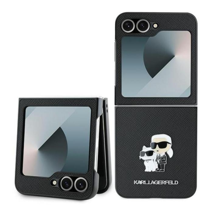 KARL LAGERFELD - Karl Lagerfeld Galaxy Z Flip 6 Mobilskal Saffiano Metal Pin - Svart