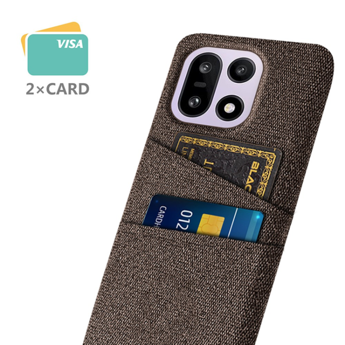 A-One Brand - OnePlus 15 5G Mobilskal Korthållare Cloth + Hard PC - Brun