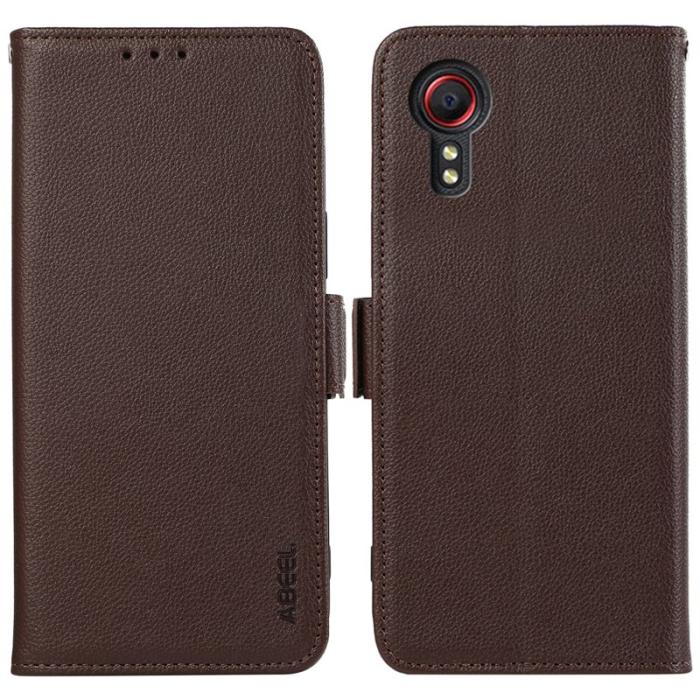 ABEEL - ABEEL Mobilskal till Samsung Galaxy Xcover7 RFID-Skydd KonstLäder Brun