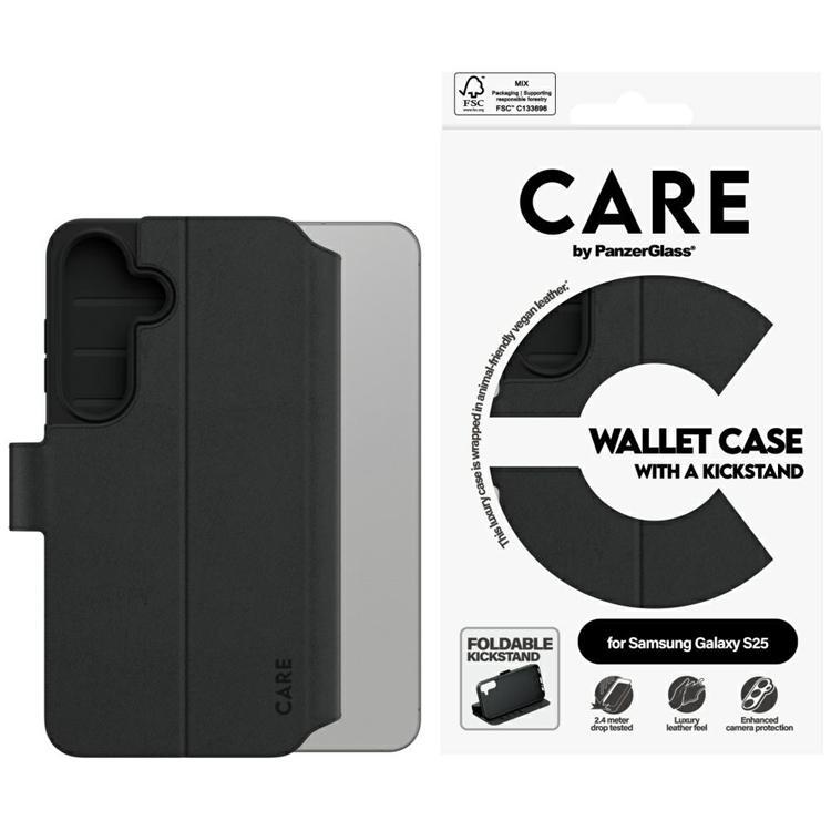 Care by PanzerGlass Galaxy S25 Plånboksfodral Kickstand - Svart | 2353 | AlltMobil
