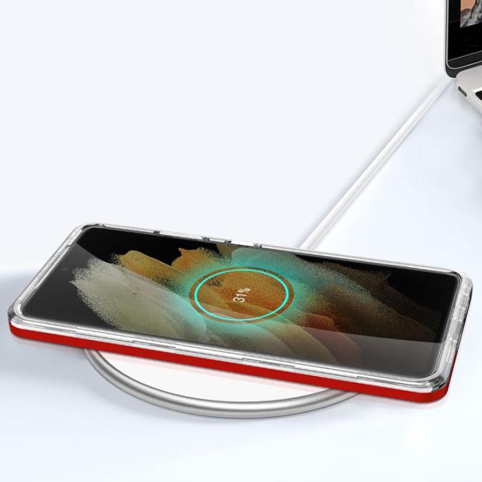 OEM - Galaxy S21 Ultra 5G Skal Clear 3in1 - Röd