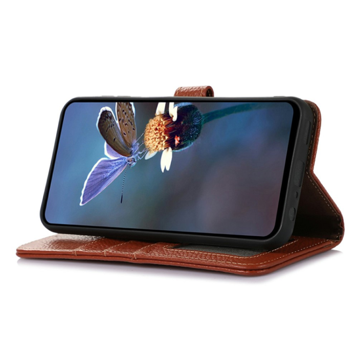 A-One Brand - OnePlus 15 5G Plånboksfodral Äkta Läder RFID Blocking - Brun