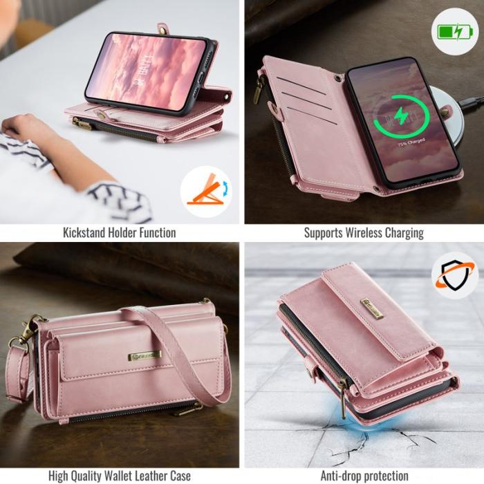 Caseme - CASEME iPhone XS/X Konstläder Plånboksfodral med RFID-Skydd - Rosa