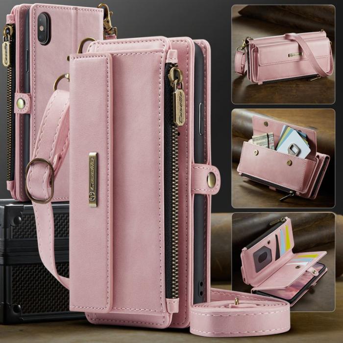 Caseme - CASEME iPhone XS/X Konstläder Plånboksfodral med RFID-Skydd - Rosa