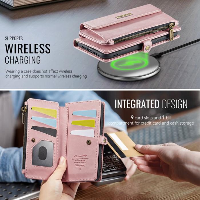 Caseme - CASEME iPhone XS/X Konstläder Plånboksfodral med RFID-Skydd - Rosa