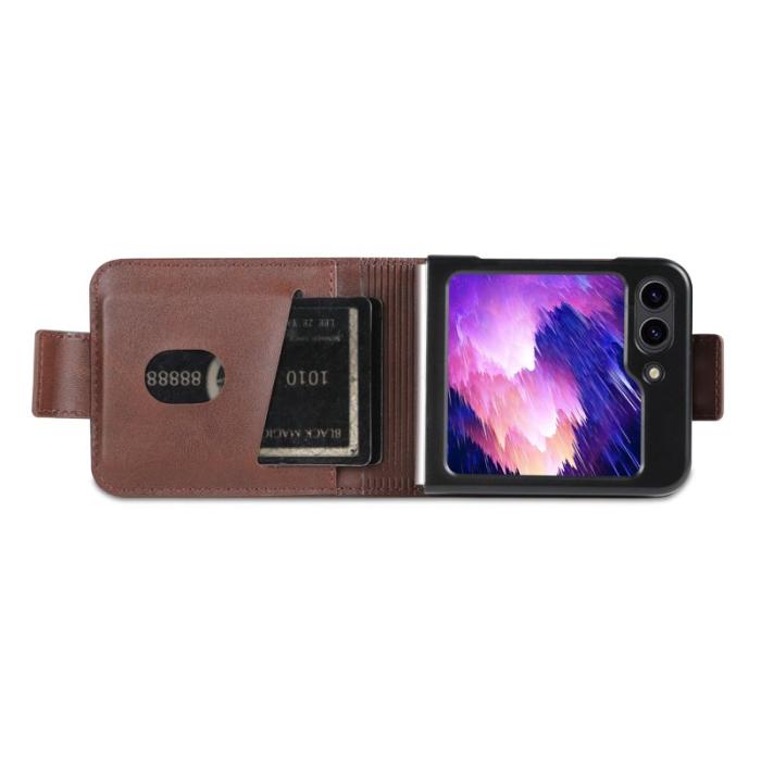 AZNS - AZNS Samsung Galaxy Z Flip7 FE Plånboksfodral Card Holder Konstläder - Brun
