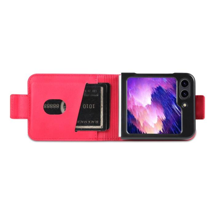 AZNS - AZNS Samsung Galaxy Z Flip7 FE Plånboksfodral Card Holder Konstläder - Röd