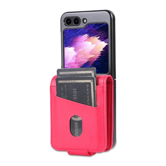 AZNS - AZNS Samsung Galaxy Z Flip7 FE Plånboksfodral Card Holder Konstläder - Röd