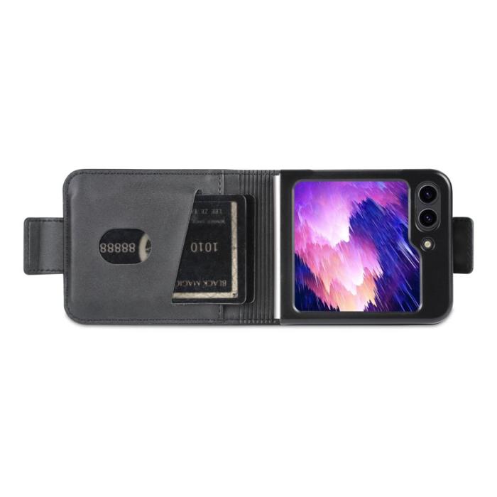 AZNS - AZNS Samsung Galaxy Z Flip7 FE Plånboksfodral Card Holder Konstläder - Svart