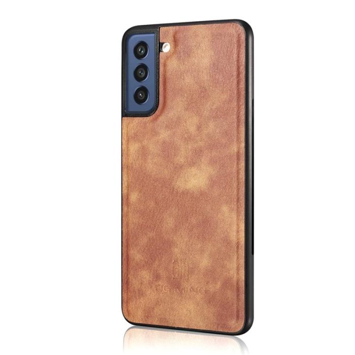 DG.MING - DG.MING Samsung Galaxy S21 FE 2-i-1 Äkta Läder Plånboksfodral Ställ - Brun