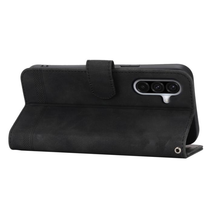 DIERFENG - DIERFENG DF-03 Samsung Galaxy A56 5G Plånboksfodral Konstläder - Svart