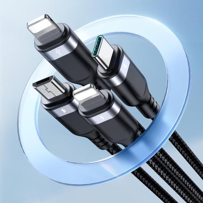 Joyroom - Joyroom 4in1 USB-A till USB-C, Lightning, microUSB kabel 1.2m
