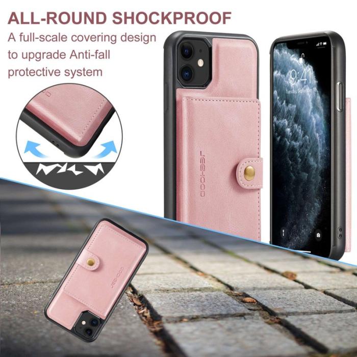 JEEHOOD - JEEHOOD Detachable Konstläder Plånboksfodral iPhone 11 6.1 tum Roséguld