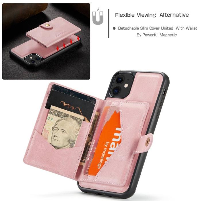 JEEHOOD - JEEHOOD Detachable Konstläder Plånboksfodral iPhone 11 6.1 tum Roséguld