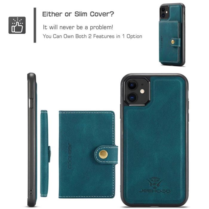 JEEHOOD - JEEHOOD Detachable Wallet Mobilskal för iPhone 11 Grön