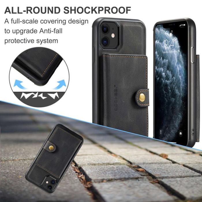 JEEHOOD - JEEHOOD Detachable Wallet Mobilskal för iPhone 11 - Svart