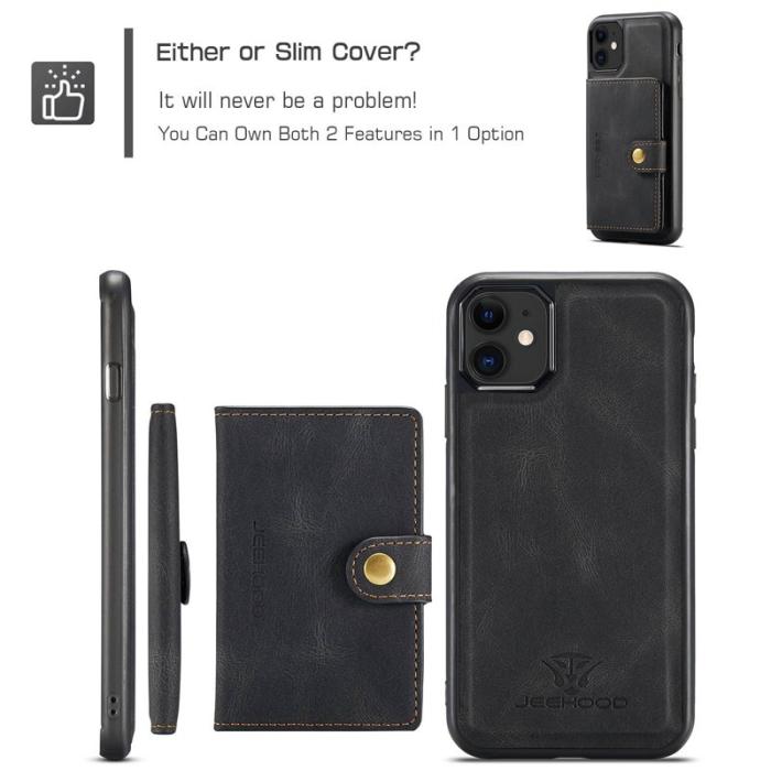 JEEHOOD - JEEHOOD Detachable Wallet Mobilskal för iPhone 11 - Svart