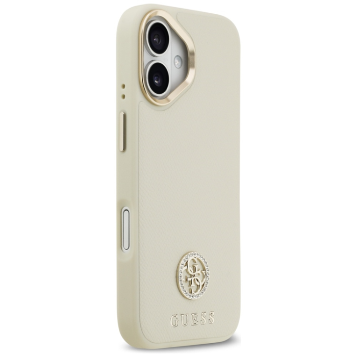 Guess - Guess iPhone 17 Mobilskal Magsafe Grained Strass Logo - Beige