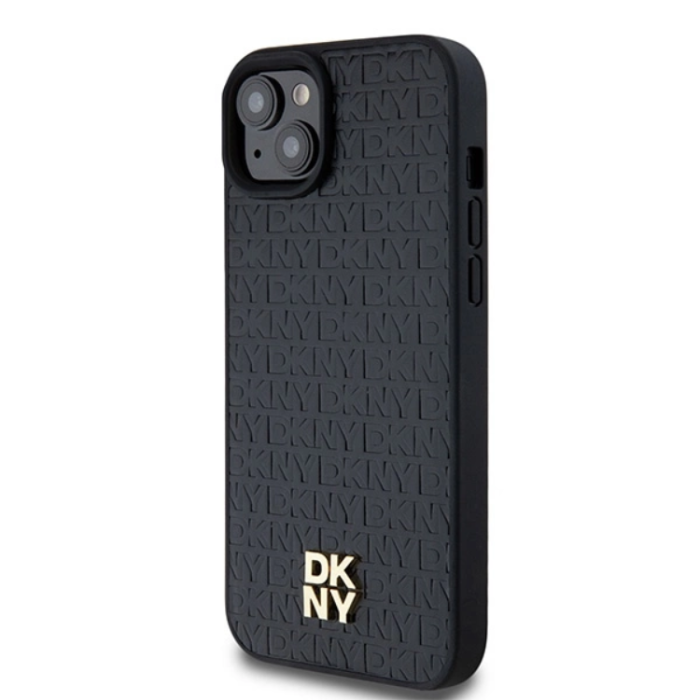 DKNY - DKNY iPhone 15/14/13 Mobilskal Magsafe Läder Pattern Metal Logo