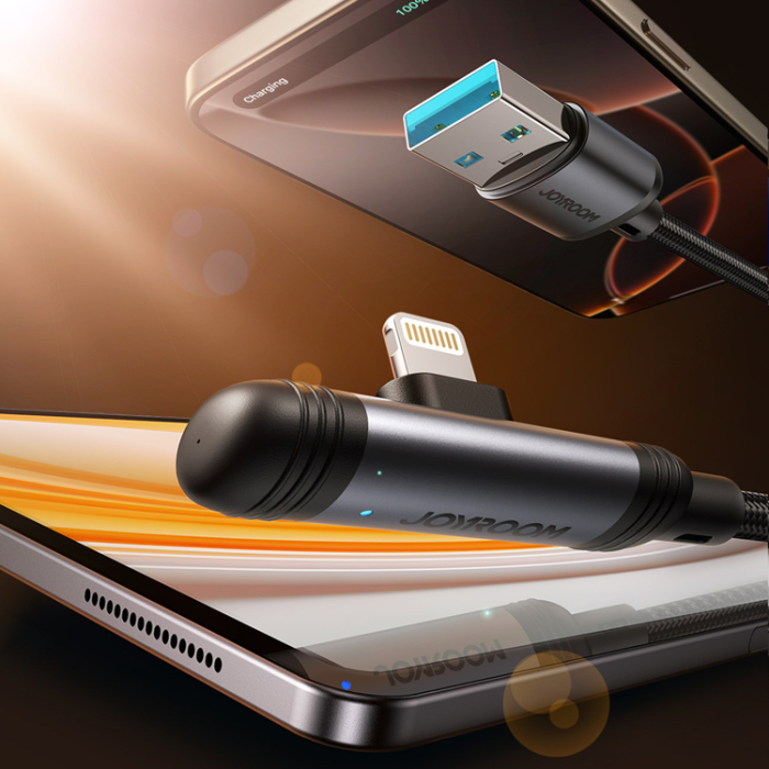 Joyroom - Joyroom USB-A - Lightning 3A Kabel 1.2m Series 90° - Svart