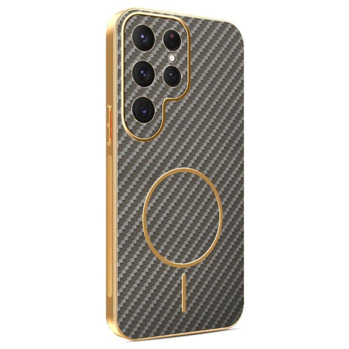 OEM - Samsung Galaxy S26 Ultra Skal Kolfiber Texturerad TPU - Kaffe