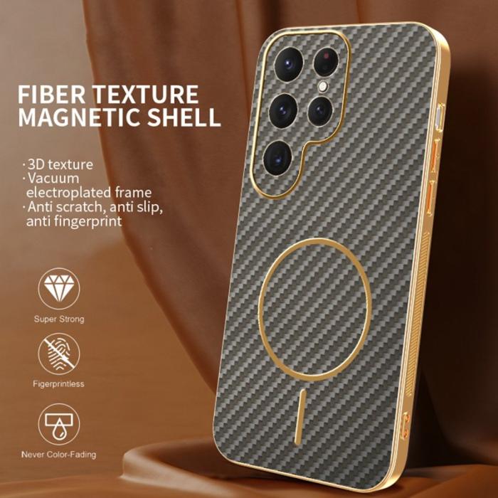 OEM - Samsung Galaxy S26 Ultra Skal Kolfiber Texturerad TPU - Kaffe