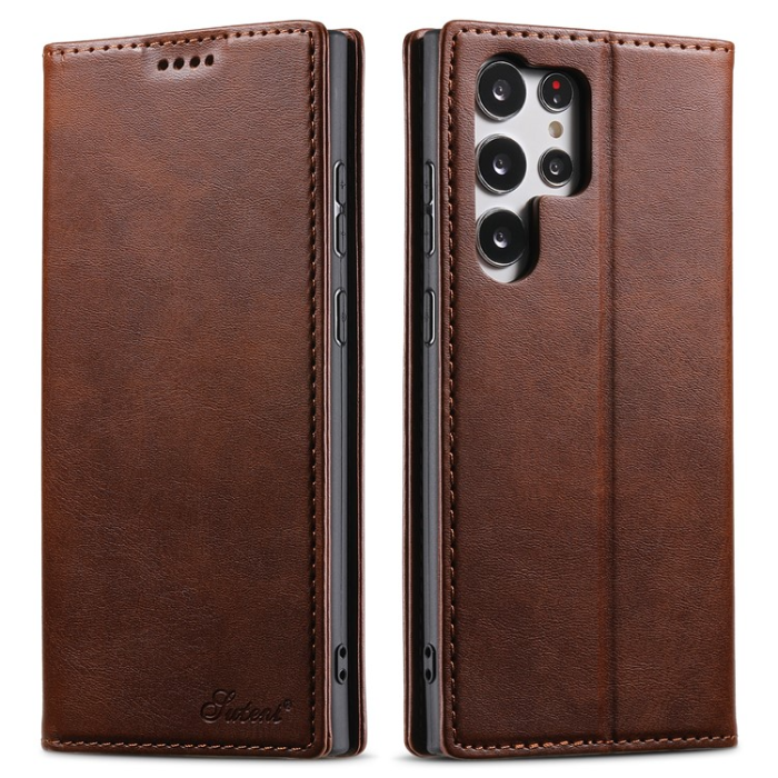 SUTENI - SUTENI Galaxy S23 Ultra Plånboksfodral Kickstand Flip - Brun