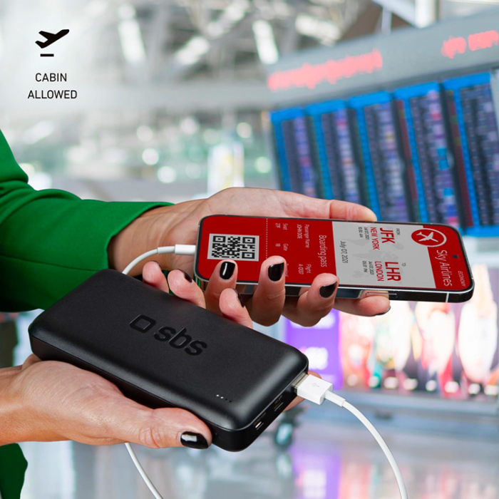 SBS - SBS PowerBank (USB-C/USB-A/Micro-USB ) 20000 mAh 20W - Svart